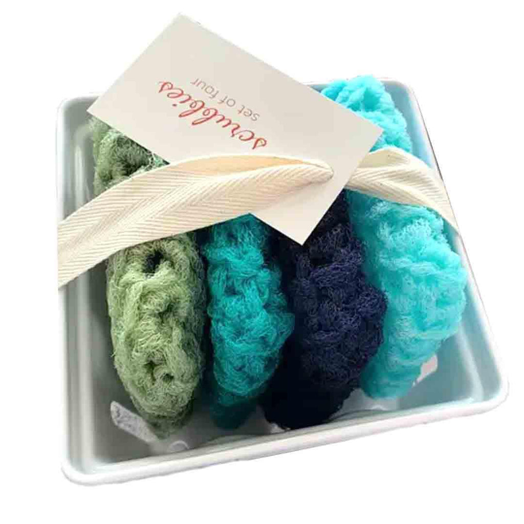 Scrubbies - Set of 4 in a Berry Basket Blues and Greens by Dot and Army