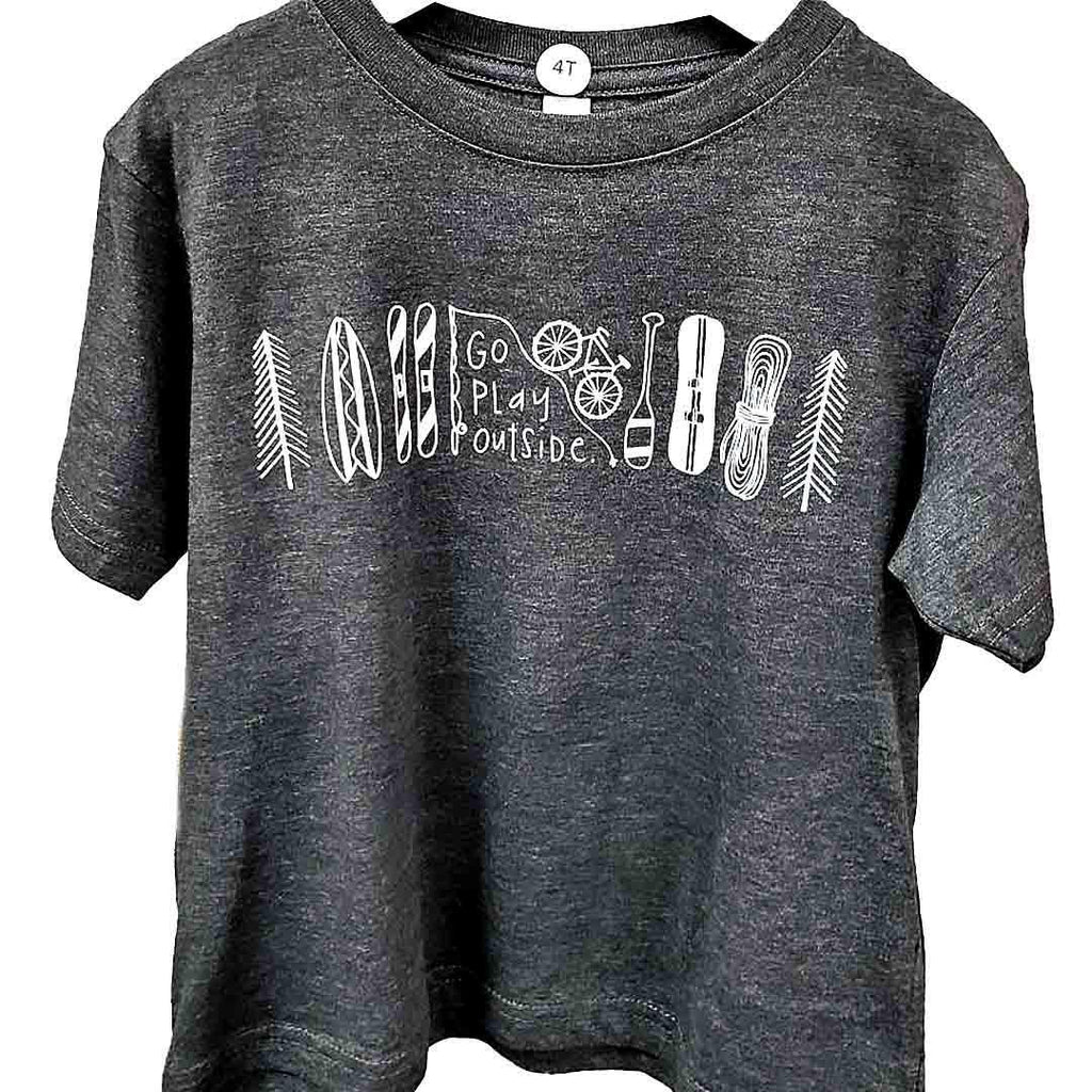 Kids Tee - 4T Charcoal Play Outside by Red Umbrella Designs