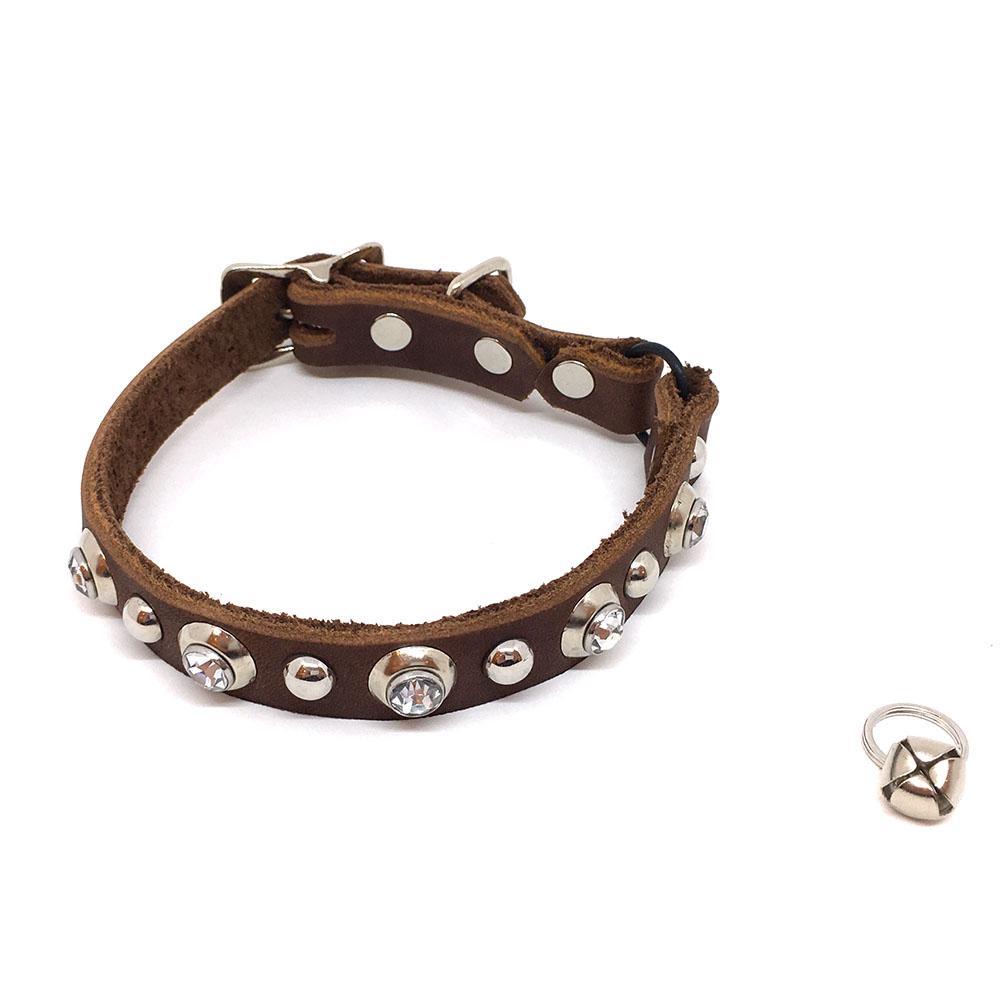 Cat Collar - Brown with Clear Gems by Greenbelts