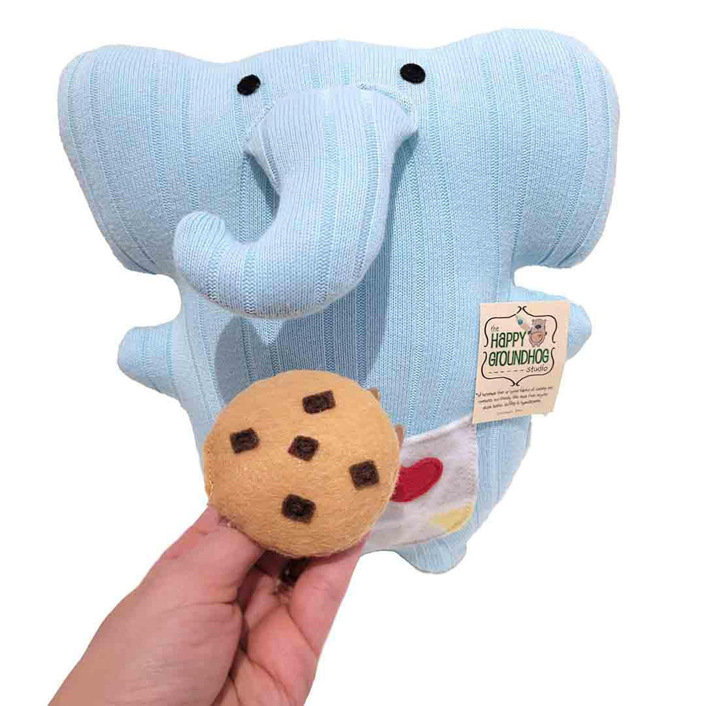 Plush - Elephant with Choco Chip Cookie Treat by Happy Groundhog Studio