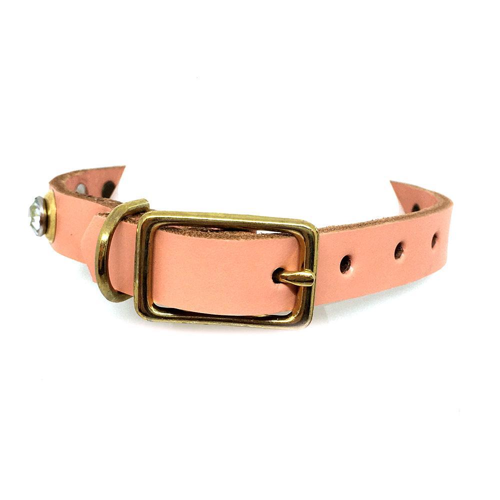 Dog Collar - S - Pink with Gold and Gems by Greenbelts