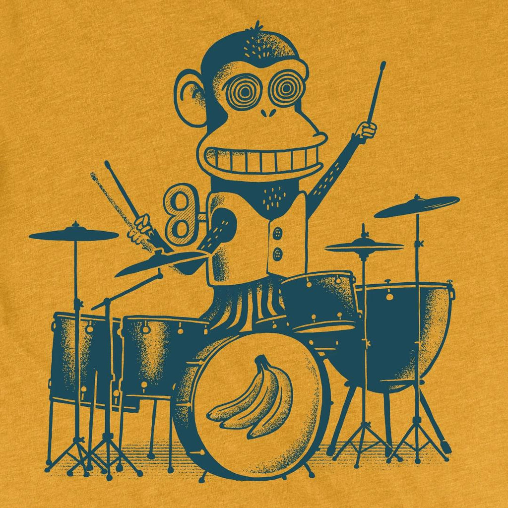 Adult WOUND UP MONKEY (WM) Crew Neck Mustard Tee by Factory 43