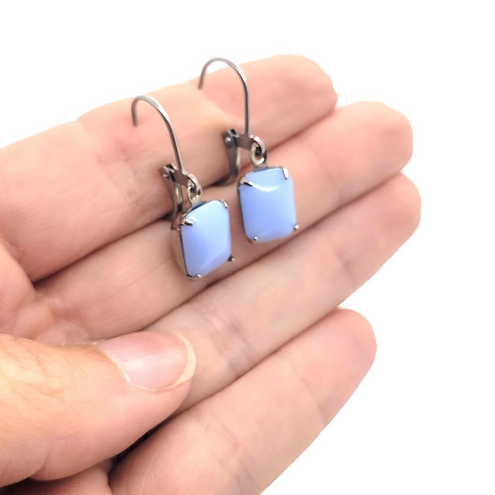 Drop Earrings - Blues - Stainless Steel Vintage Rhinestones (Assorted Shapes) by Christine Stoll | Altered Relics