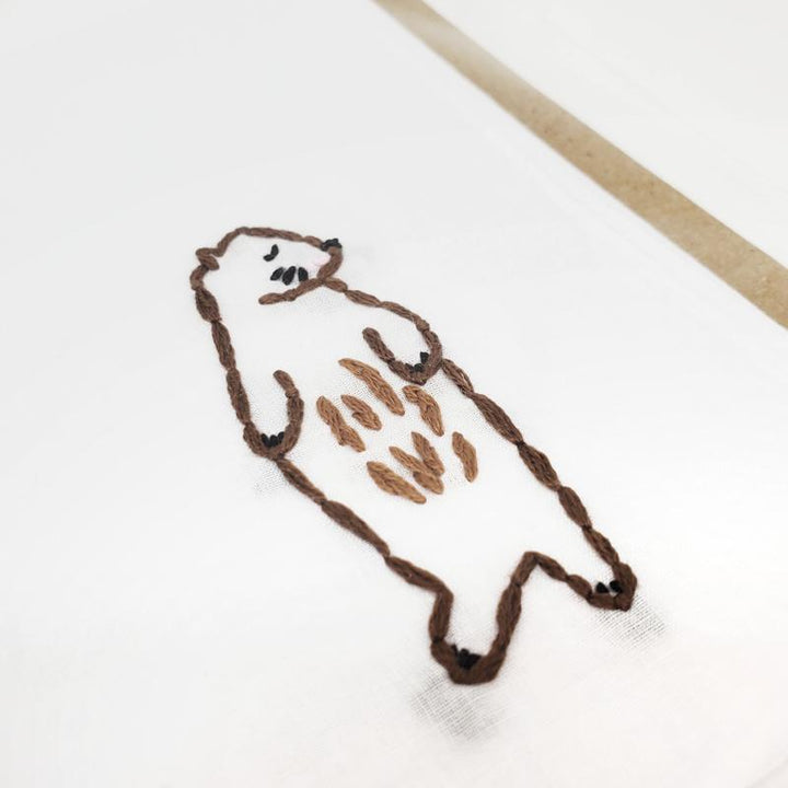 Hankie - Embroidered Otter by Wren Bird Arts