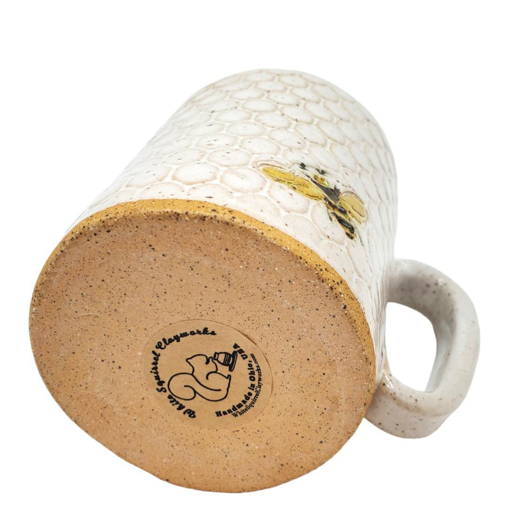 Mug - 16oz - Bees on Honeycomb Ceramic Mug (A or B) by White Squirrel Clayworks