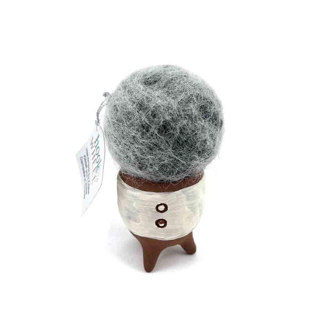 Small Plush Cactus - Espostoa Melanostele in White Accent Pot by Hook And Wheel