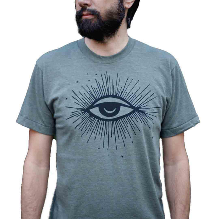 Crew Neck* - Heathered Green Hex Moon Stars (XL Only) by Blackbird Supply Co.