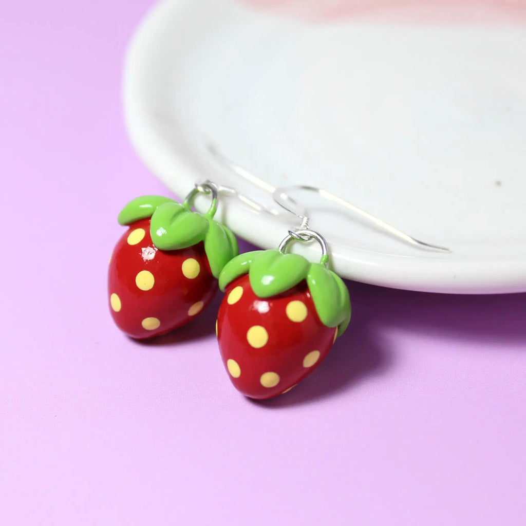 Earrings - Strawberry Drops by Mariposa Miniatures