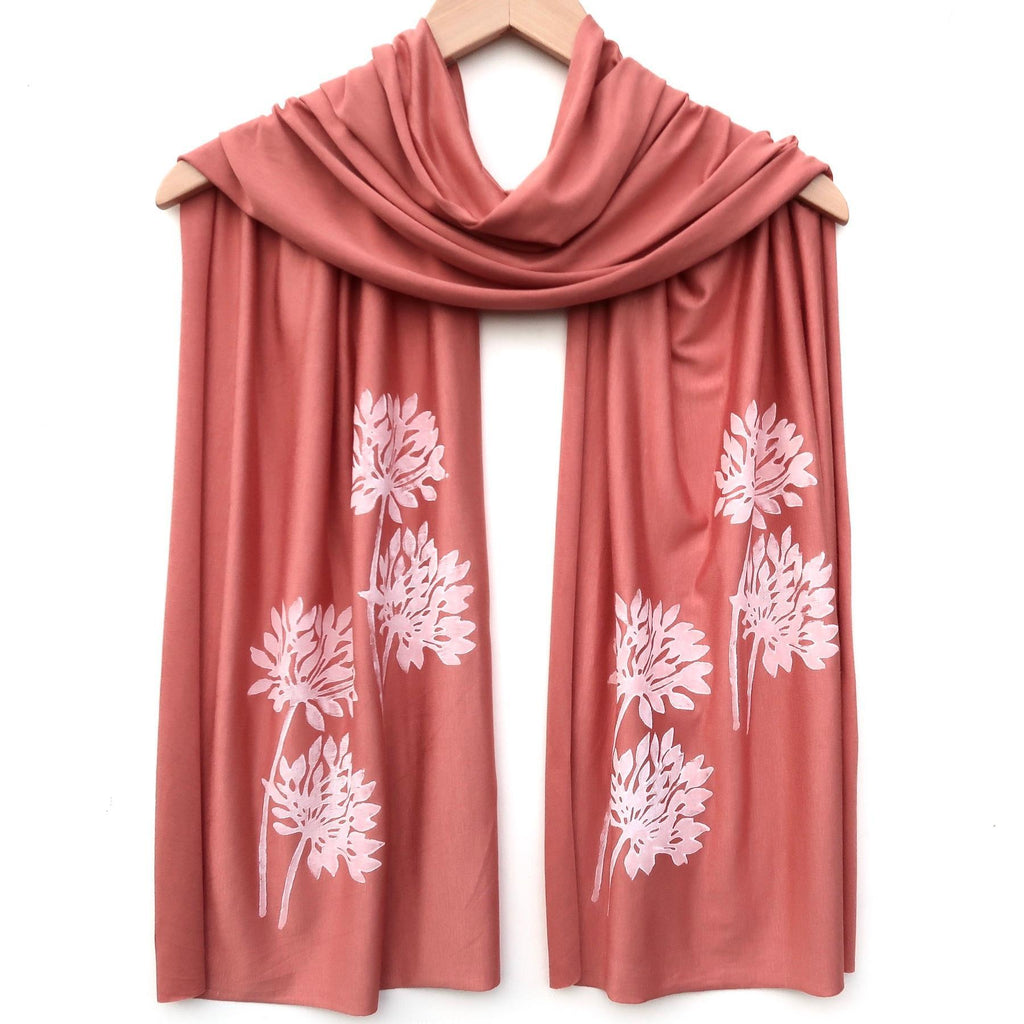 Scarf Wide - Peach (Black or White Ink) by Windsparrow Studio