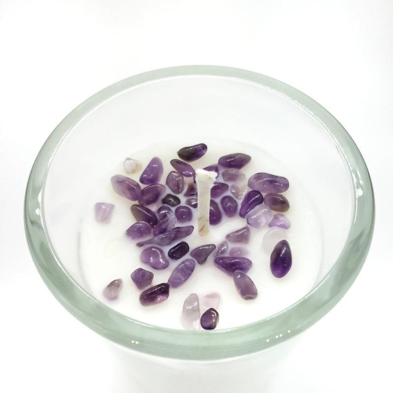 Candle 8oz - Amethyst (Relaxed) Clear Glass by Bee Lucia