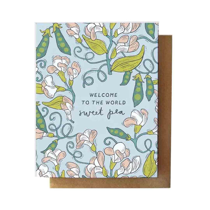 Card - Baby - Welcome to the World Sweet Pea by Root and Branch Paper Co.