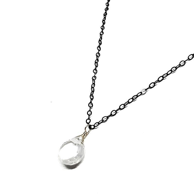 Necklace - Tivoli White Topaz Gemstone Oxidized Sterling by Foamy Wader