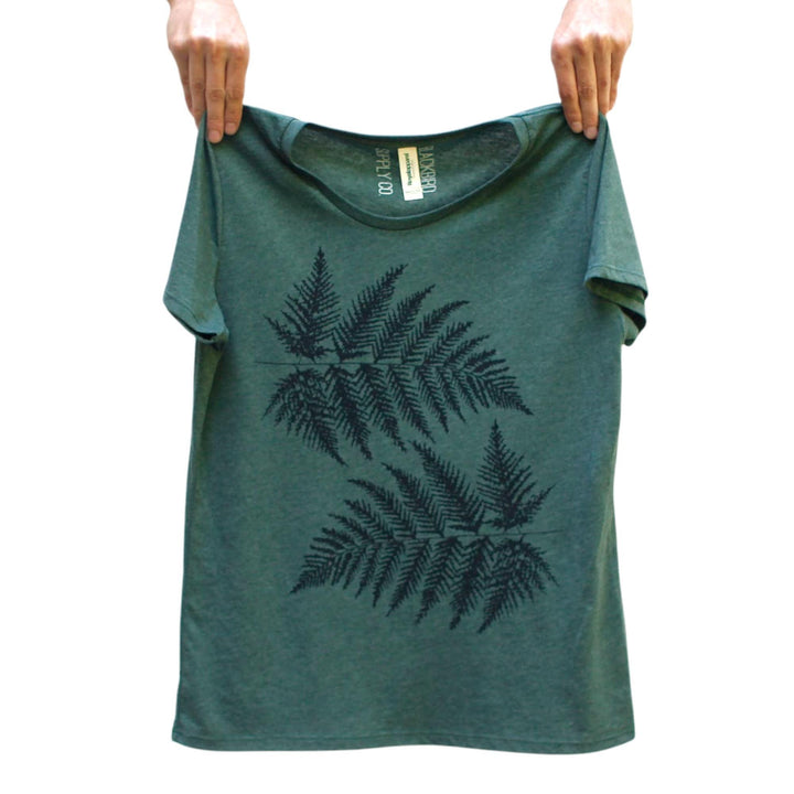 Slim Crew Neck* - Green Fern Leaves by Blackbird Supply Co.