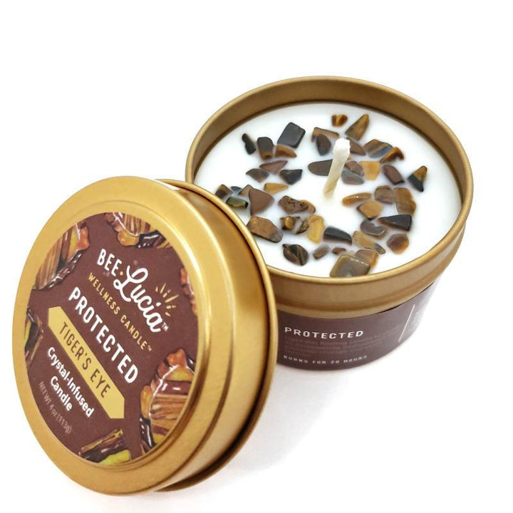 Candle 4oz - Tiger Eye (Protected) 4oz Travel Tin by Bee Lucia