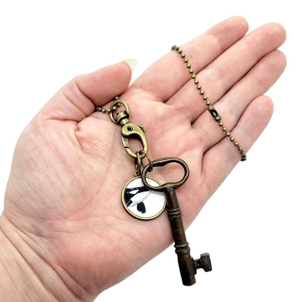Necklace - Vintage Image - Orca & Key (Brass) by Christine Stoll | Altered Relics