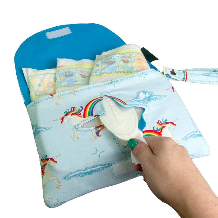 Diaper and Wipe Clutch - Unicorns and Rainbows by MarshMueller