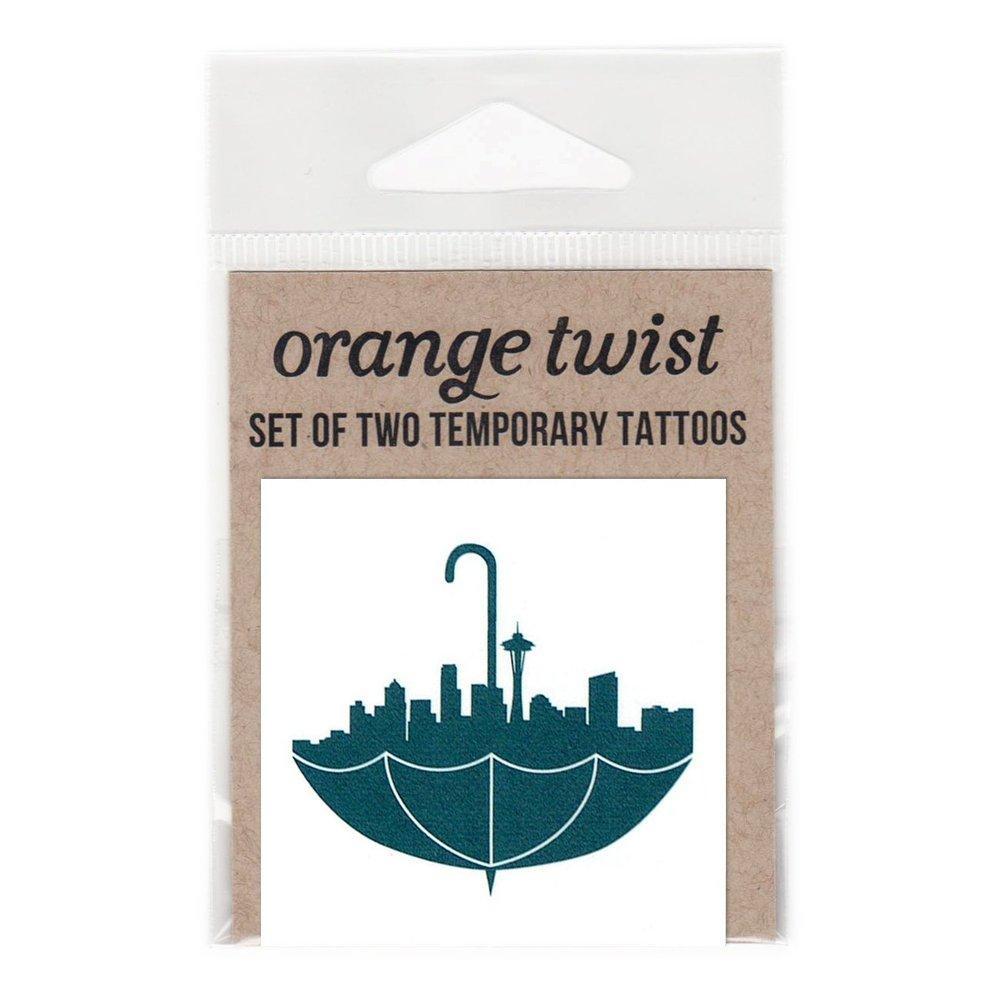 Temporary Tattoos - Seattle Umbrella (Set of 2) by Orange Twist