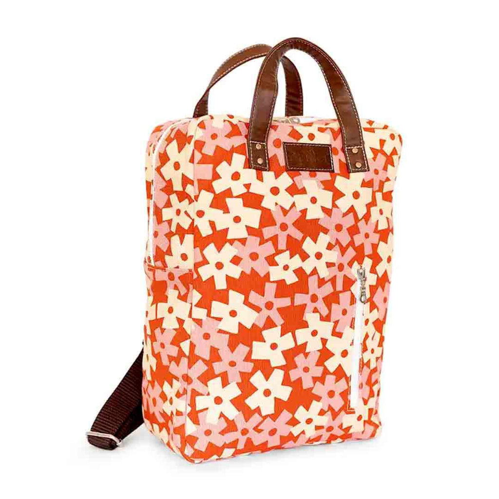 Laptop Backpack - Solvang (Pink and White Flowers on Red) by MAIKA