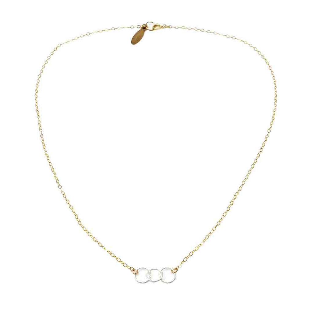 Necklace - Trio - 14k Gold-fill Chain Sterling Circles by Foamy Wader