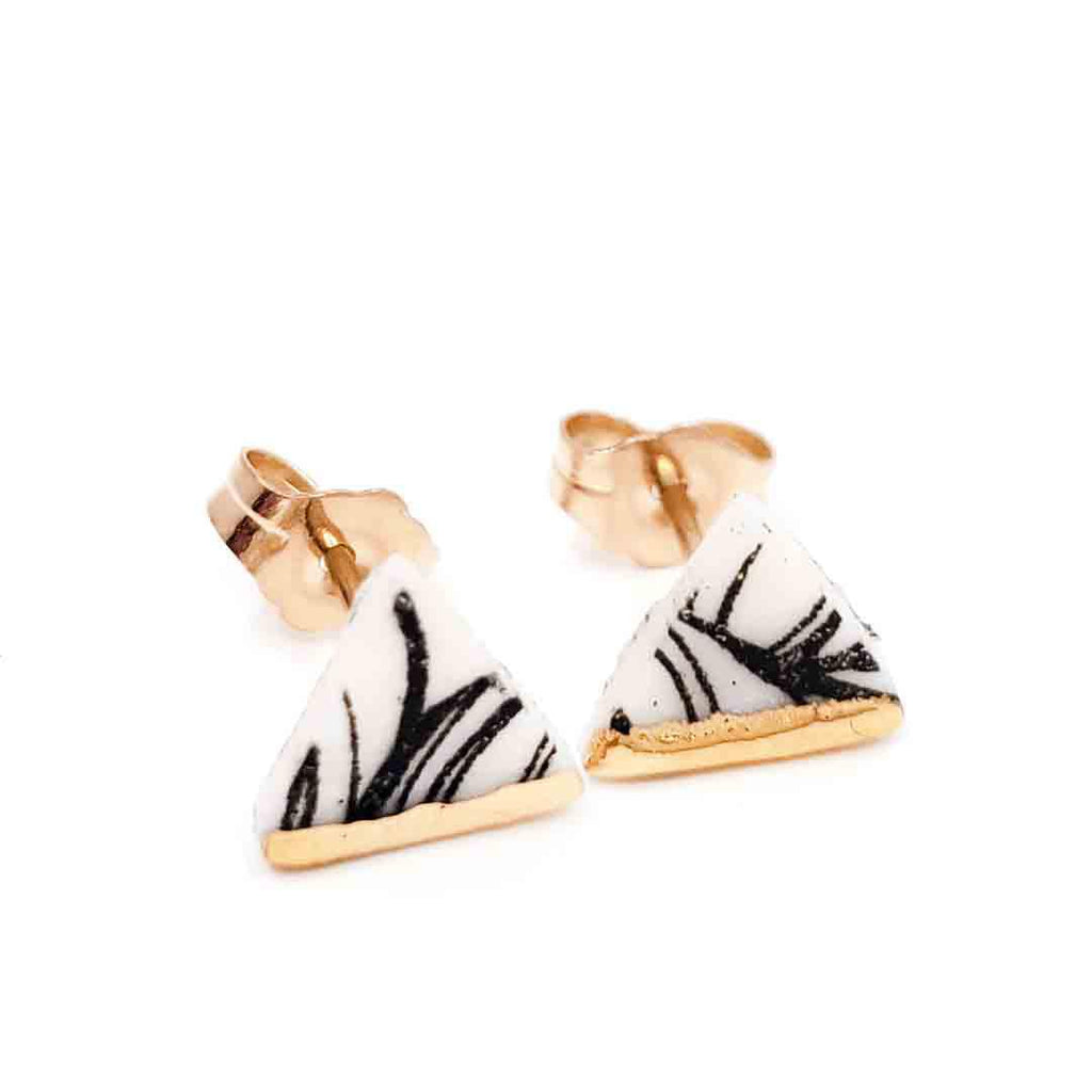 Earrings – Studs – Botanical Triangle by Almeda Jewelry
