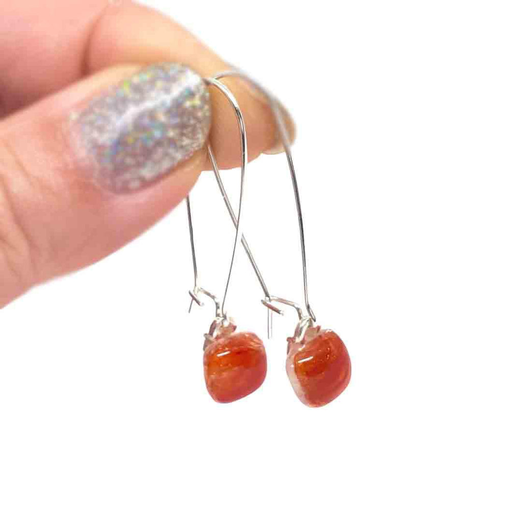 Earrings - Square (Bright Orange) Medium Wire by Glass Elements