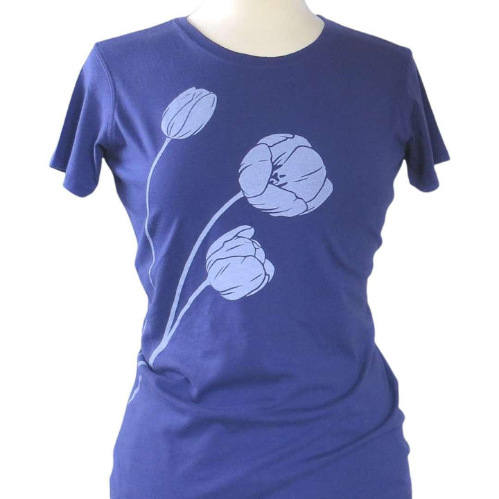 Short Sleeve - Purple Tulips Fitted Tee by Uzura