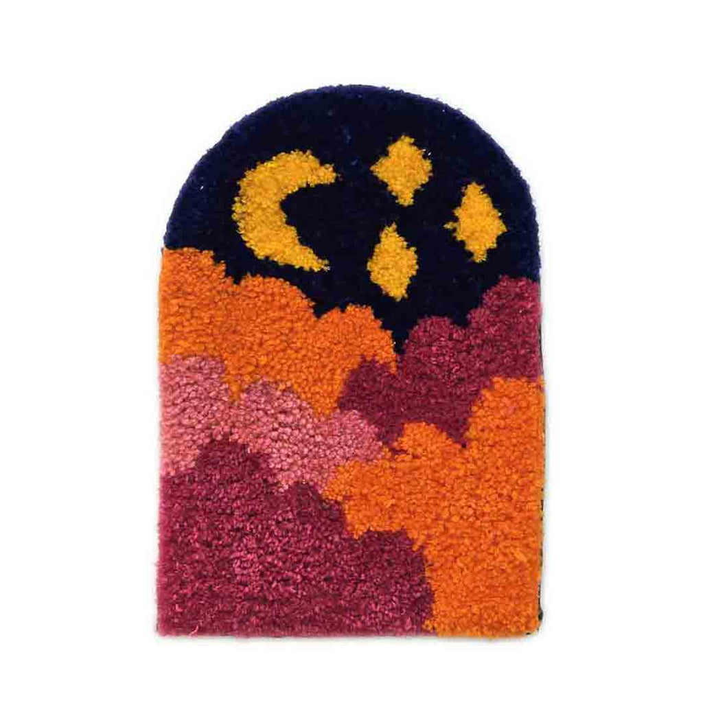 Wall Art - Midnight Clouds on Dark Blue Tufted Wall Hanging by Hi Cutie