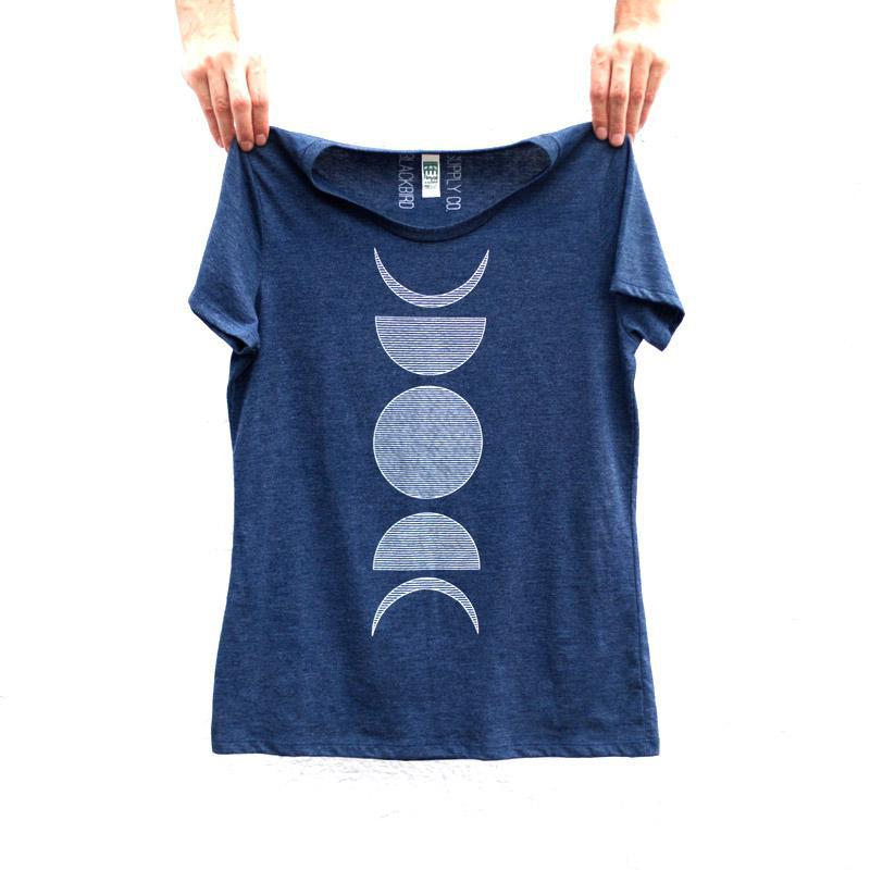 Slim Crew Neck - Heather Navy Moon Phase (S - 2X) by Blackbird Supply Co.