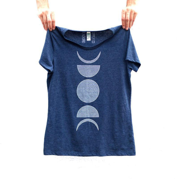 Slim Crew Neck - Heather Navy Moon Phase (S - 2X) by Blackbird Supply Co.
