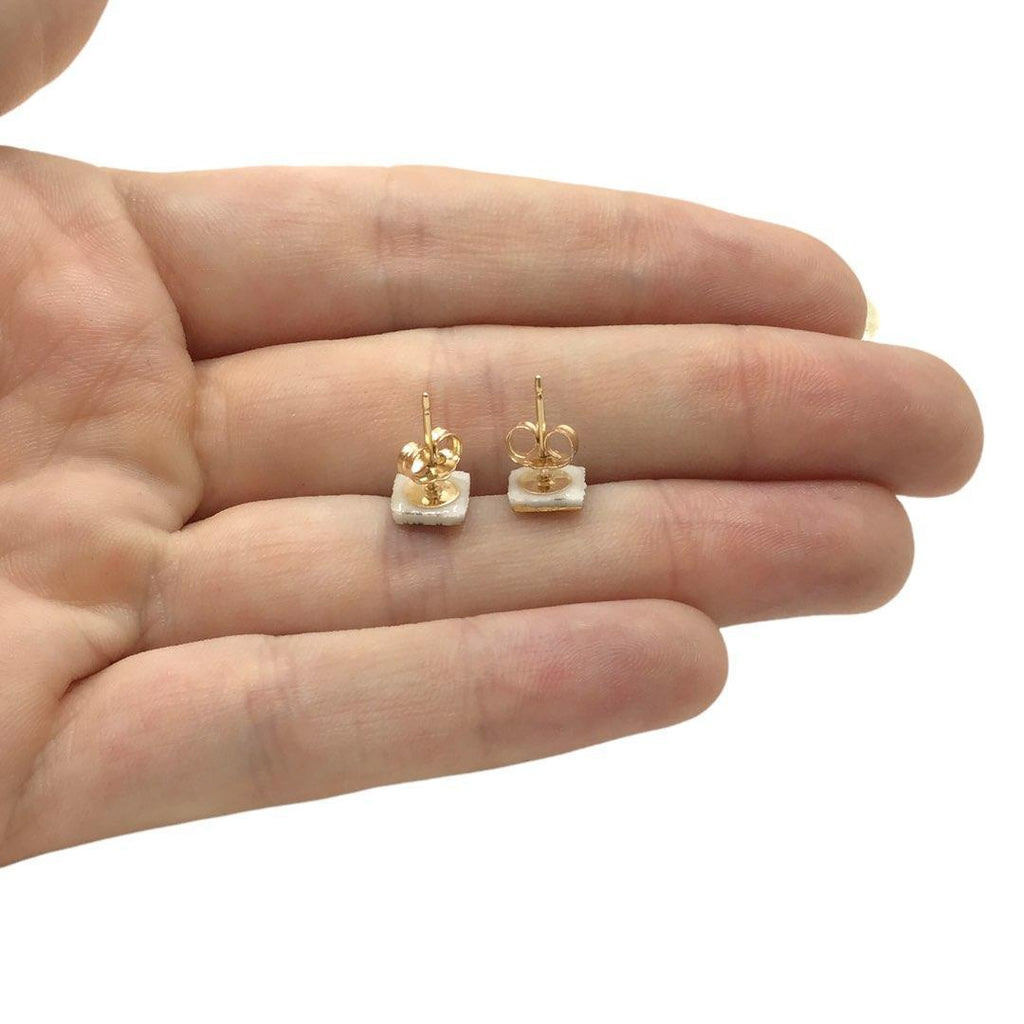 Earrings – Studs – Botanical Square by Almeda Jewelry