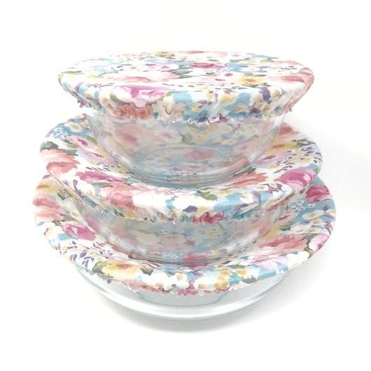 Bowl Covers - Lovely Floral Set of 3 by Semi-Sustainable Goods