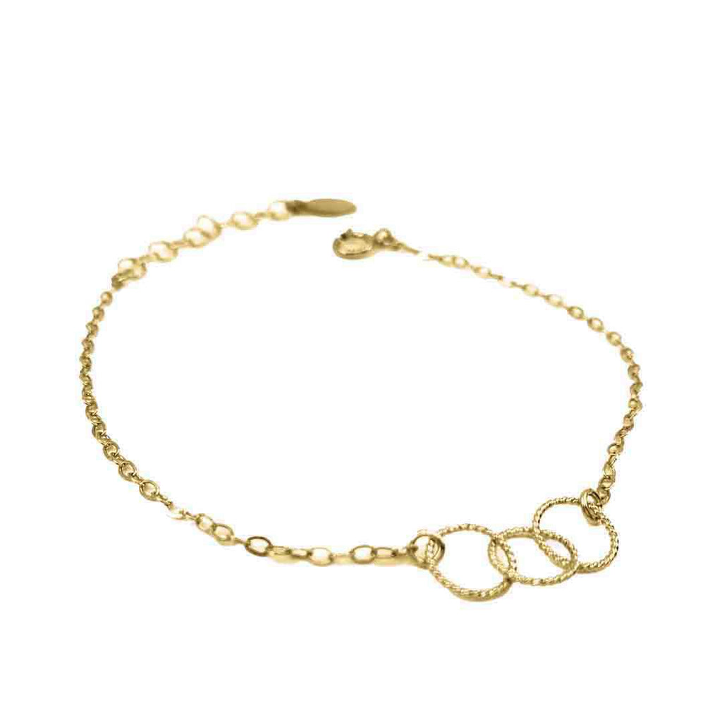 Bracelet - Trio 14k Gold-fill Circles on Gold-fill Chain by Foamy Wader
