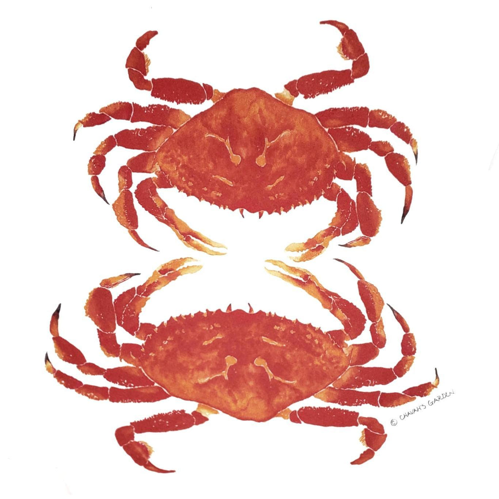 Tea Towel - Red Crabs by Chavah's Garden