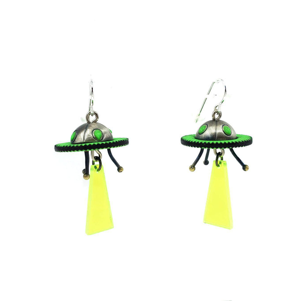 Earrings - Space Invader UFOs by Chickenscratch