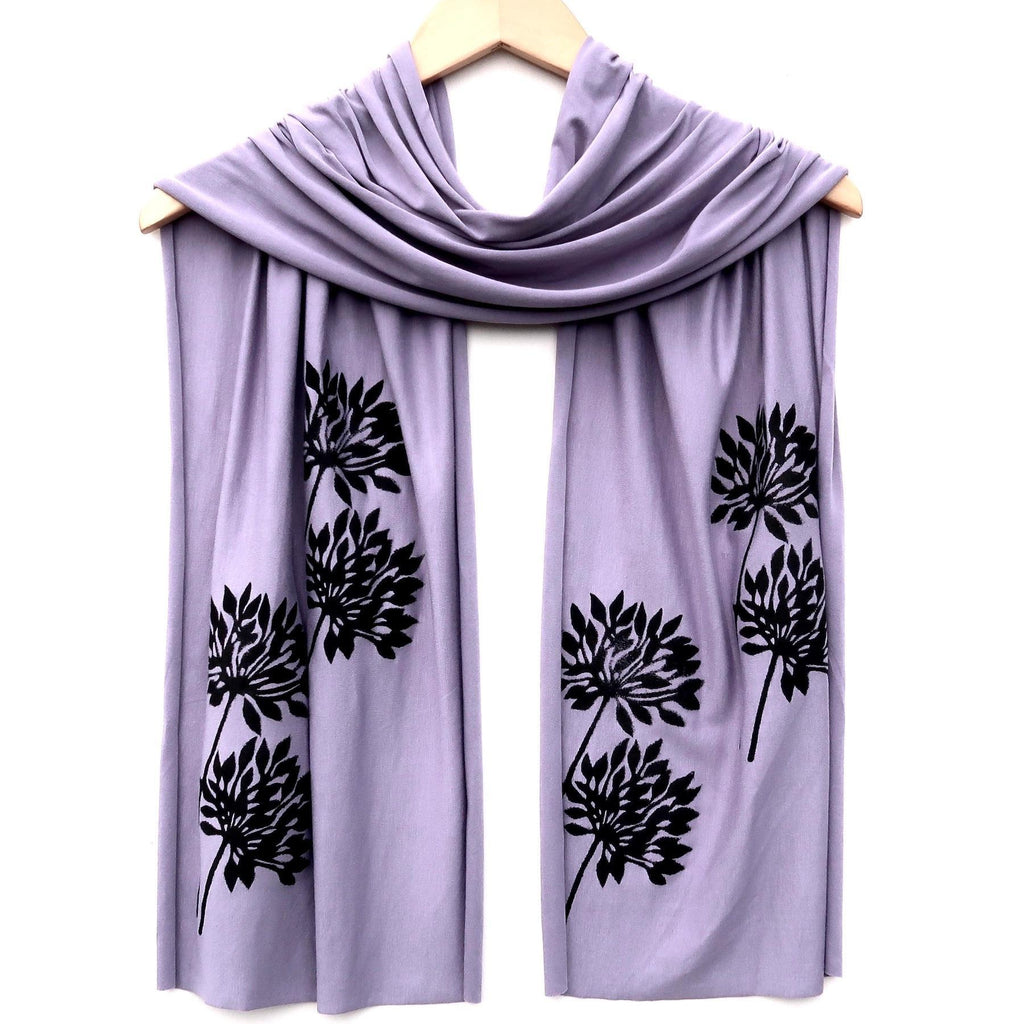 Scarf Wide - Lavender (Black or White Ink) by Windsparrow Studio