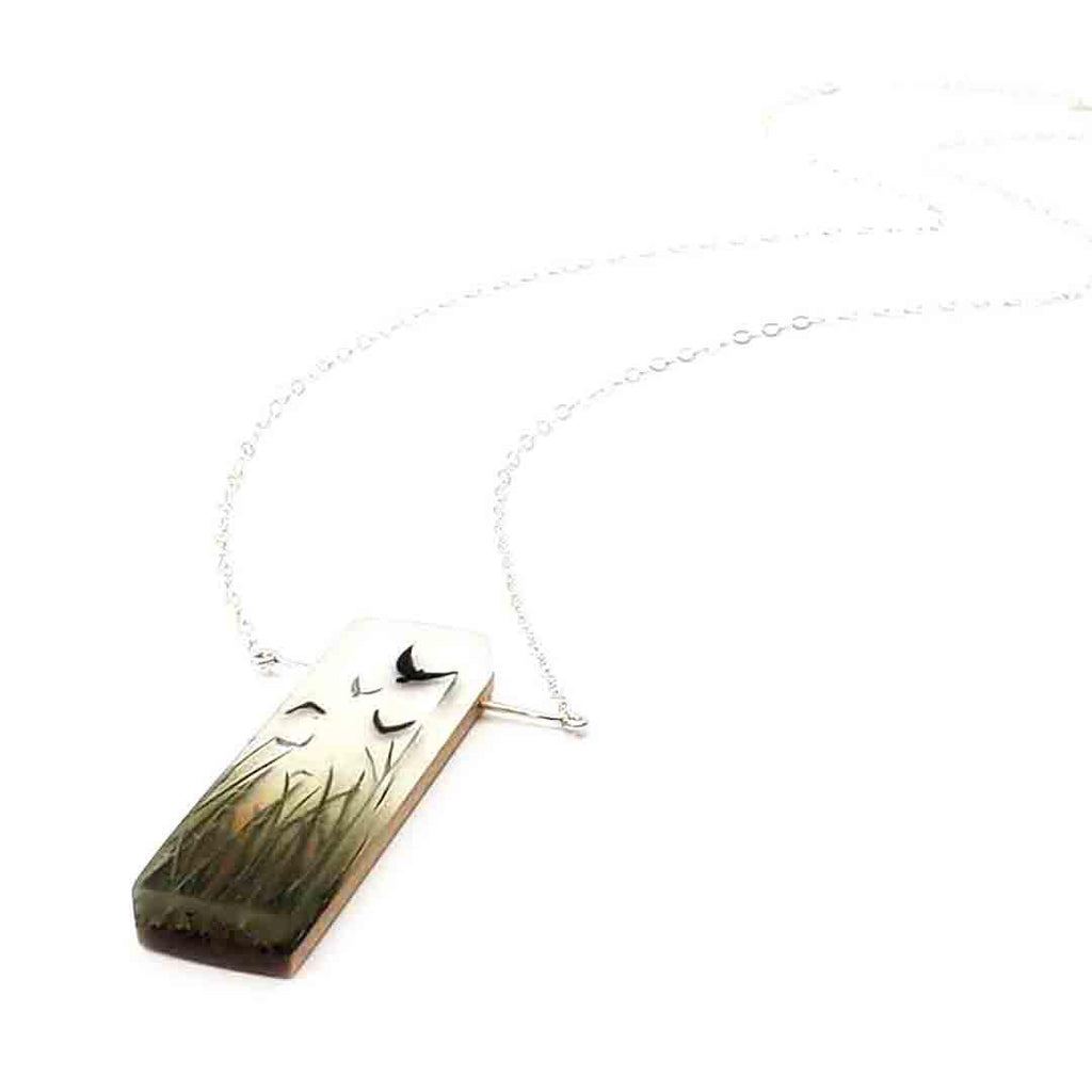 Necklace - Flock Birds and Grass by Fernworks