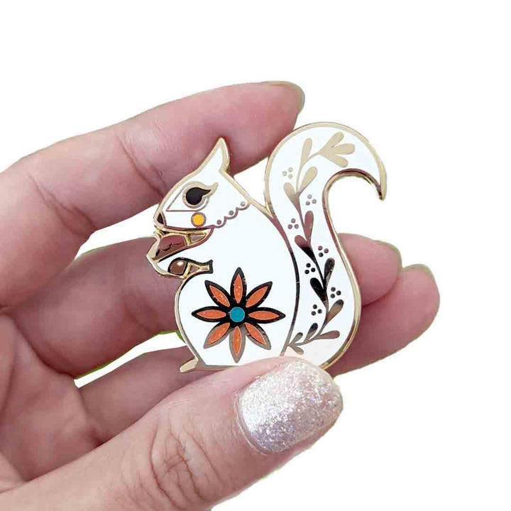 Enamel Pin - White Squirrel by Amber Leaders Designs
