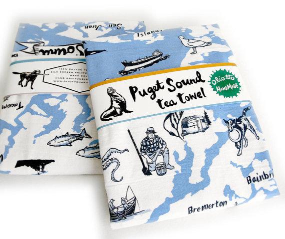 Tea Towels - Puget Sound by Oliotto