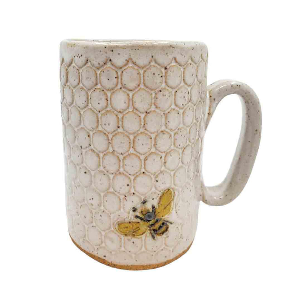 Mug - 16oz - Bees on Honeycomb Ceramic Mug (A or B) by White Squirrel Clayworks