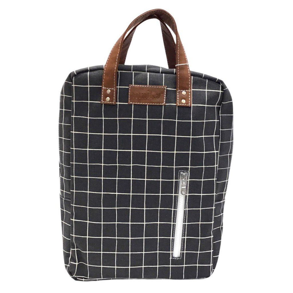 Laptop Backpack - Belvedere Dark Gray with White Grid by MAIKA
