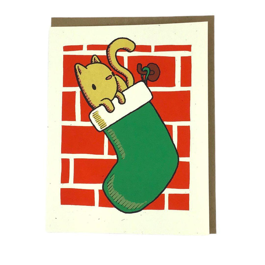 Holiday Card - Kitty Stocking by Everyday Balloons Print Shop