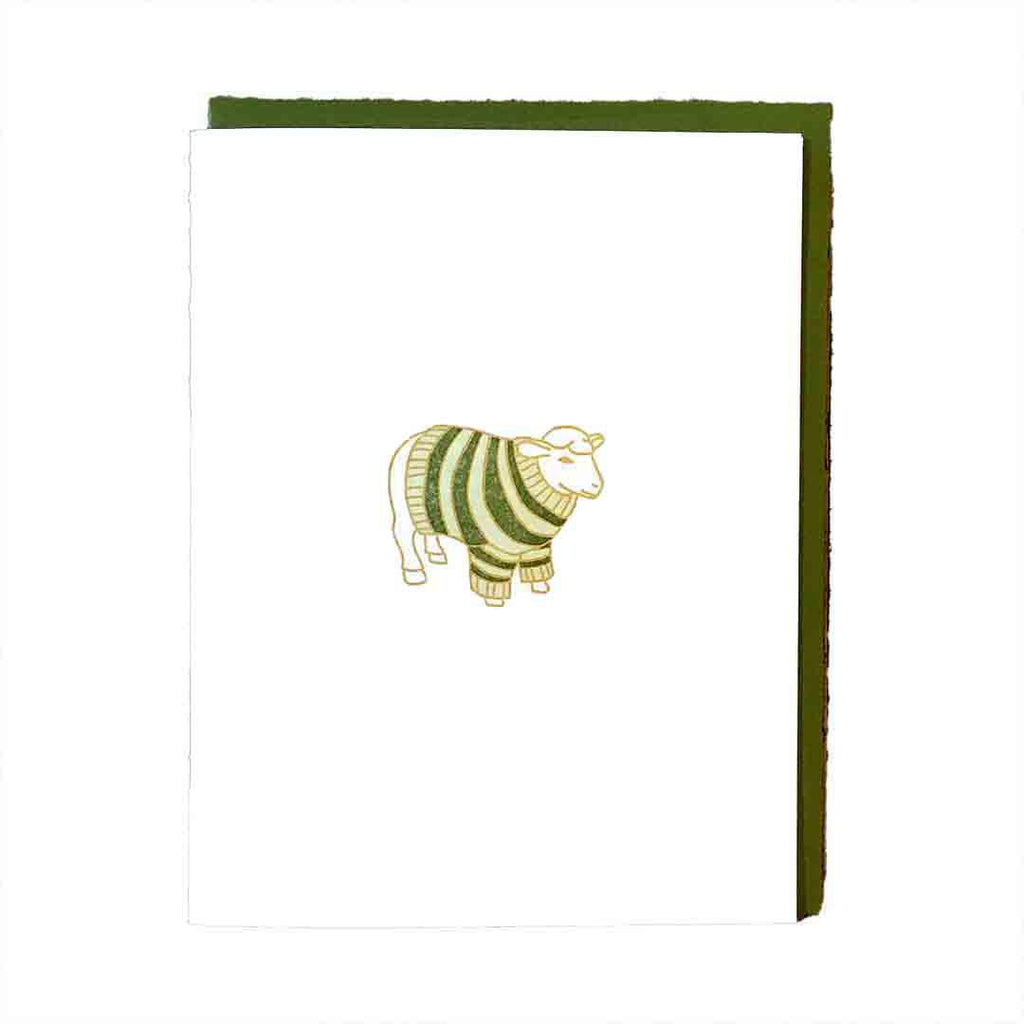 Card - White Sheep in a Sweater Letterpress by Green Bird Press