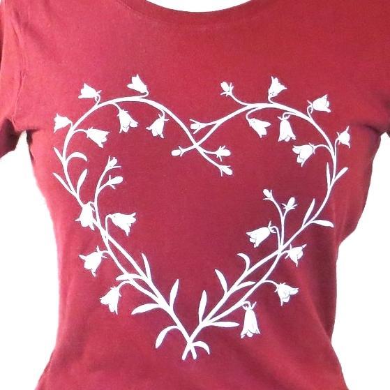 Short Sleeve - Red Heart Bluebells by Uzura