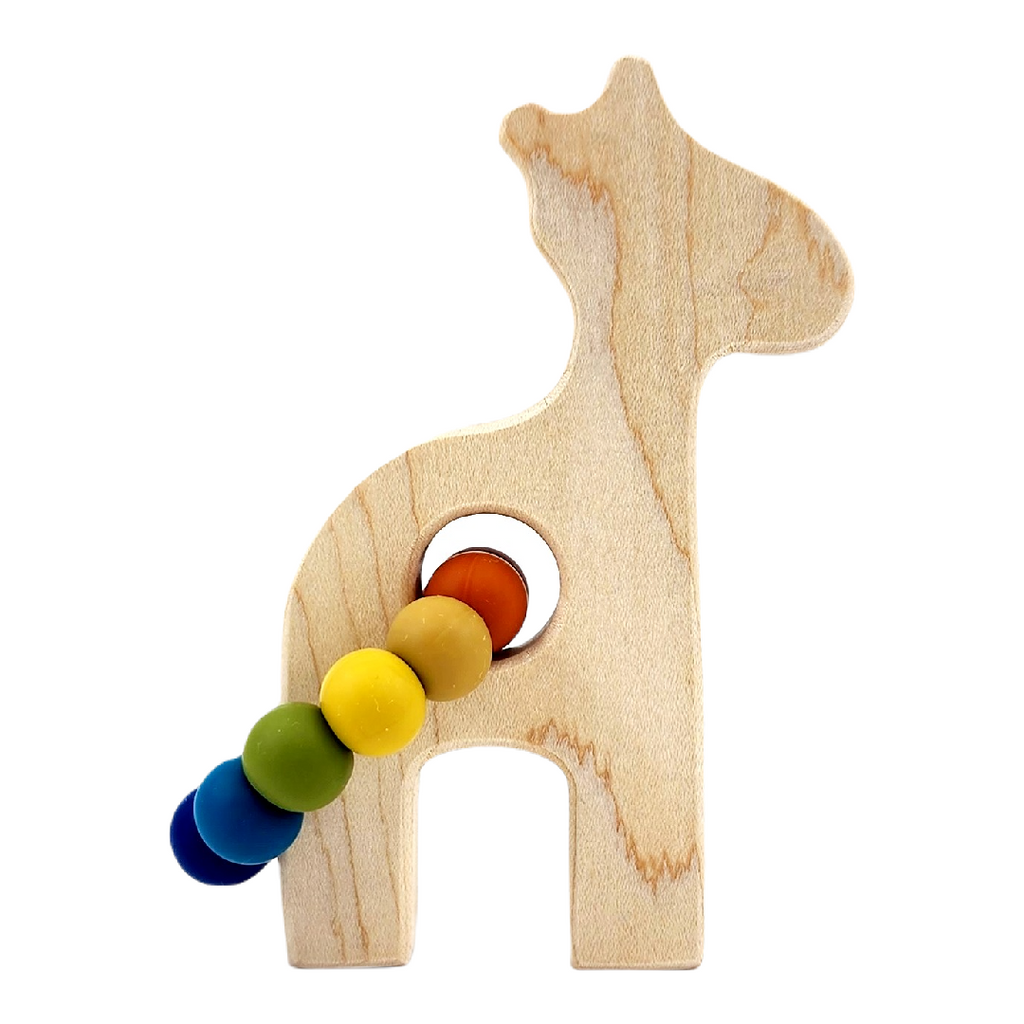 Wooden Grasping Toy - Giraffe (Mother Nature) with Teething Beads by Bannor Toys