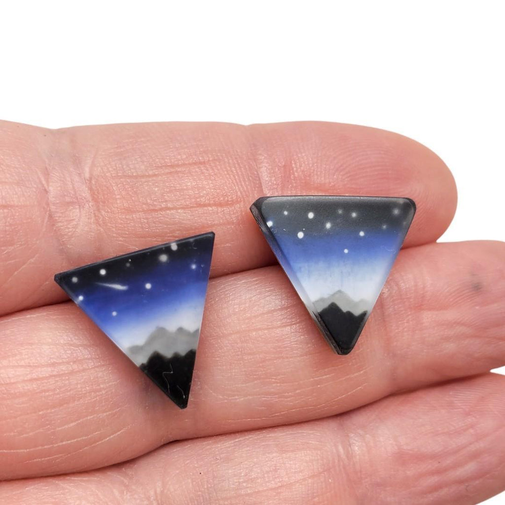 Earrings - Mountains Triangle Studs by Fernworks