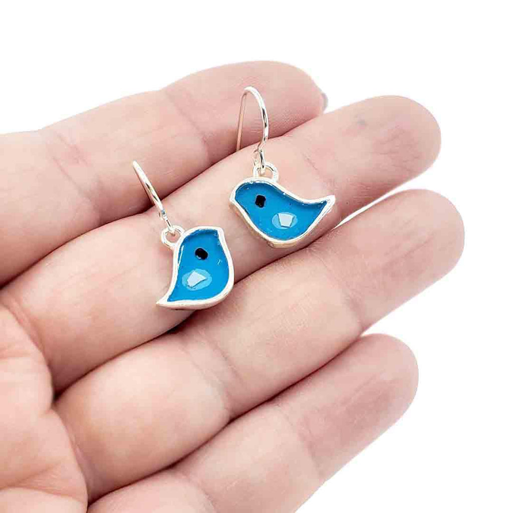 Earrings - Single Birds (Turquoise) by Happy Art Studio