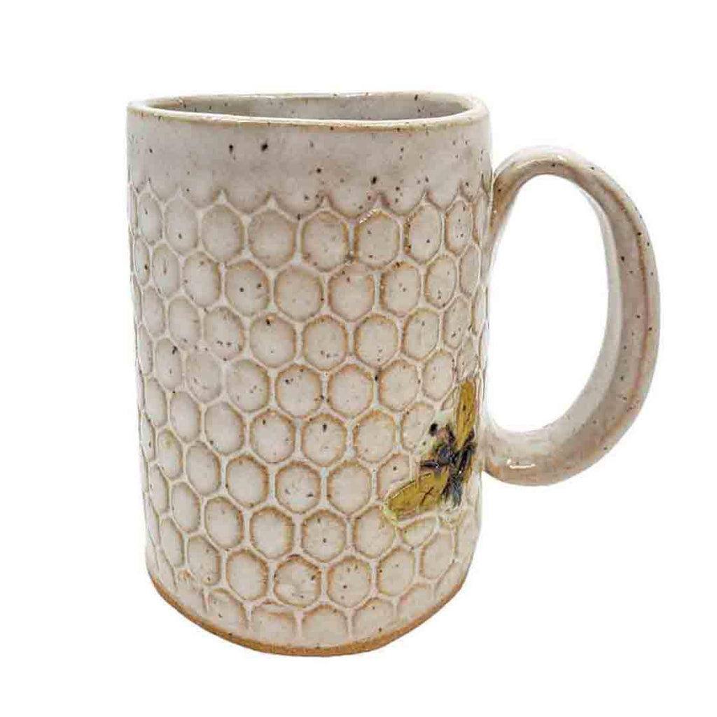 Mug - 16oz - Bees on Honeycomb Ceramic Mug by White Squirrel Clayworks