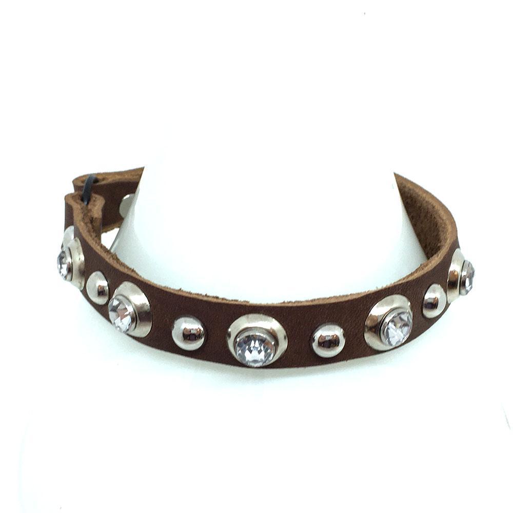 Cat Collar - Brown with Clear Gems by Greenbelts
