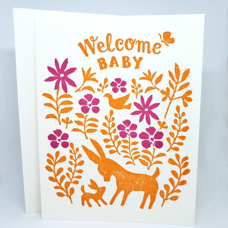 Card - Baby - Otomi Animals Welcome Baby by Ilee Papergoods