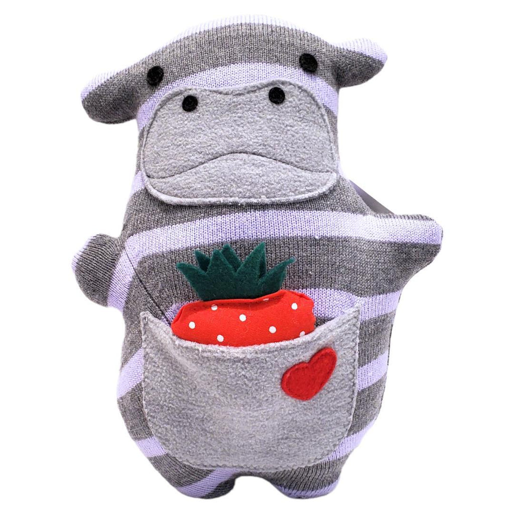 Plush - Hippo with Strawberry Treat by Happy Groundhog Studio